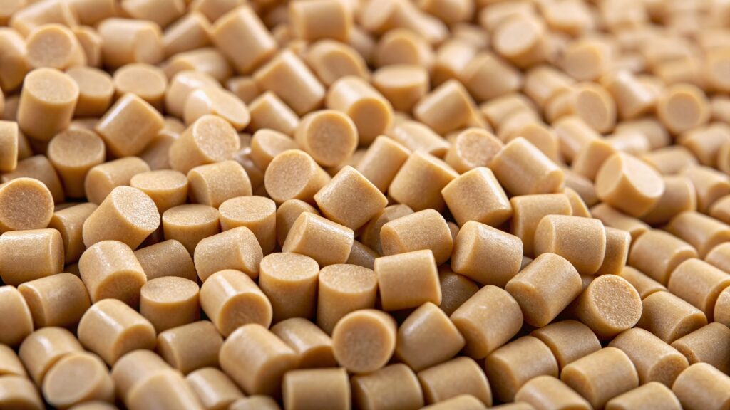 Overview of BIOMERA's sustainable material solutions from upcycled biomass (V2 biomass based home compostabe material pellets)